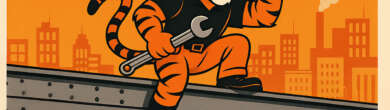 Cartoon illustration of a fierce Bengal tiger wearing a Cincinnati football uniform standing over a defeated Pittsburgh steelworker in a hardhat, symbolizing the Bengals’ 33–31 win over the Steelers on Thursday Night Football.