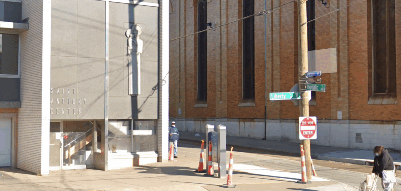 Exterior of the St. Anthony Center on Republic Street in Over-the-Rhine, the new location for the winter daytime shelter.