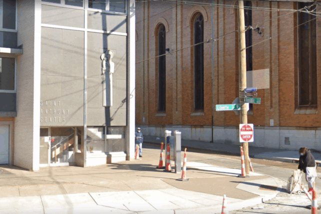 Exterior of the St. Anthony Center on Republic Street in Over-the-Rhine, the new location for the winter daytime shelter.