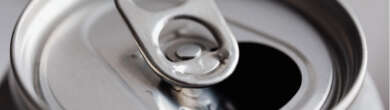 Close-up of a silver aluminum beverage can top representing hemp-derived THC drinks and seltzers.