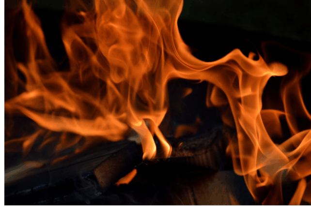 Intense flames representing the house fire from West Price Hill on Kellywood Avenue