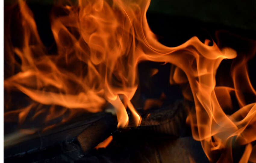 Intense flames representing the house fire from West Price Hill on Kellywood Avenue