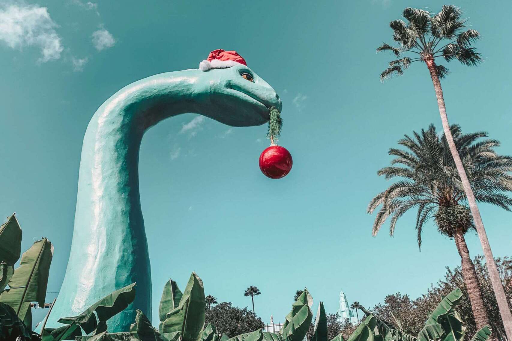 Jollywood Nights at Disney’s Hollywood Studios in Orlando decorated for Christmas with holiday lights and nighttime entertainment.