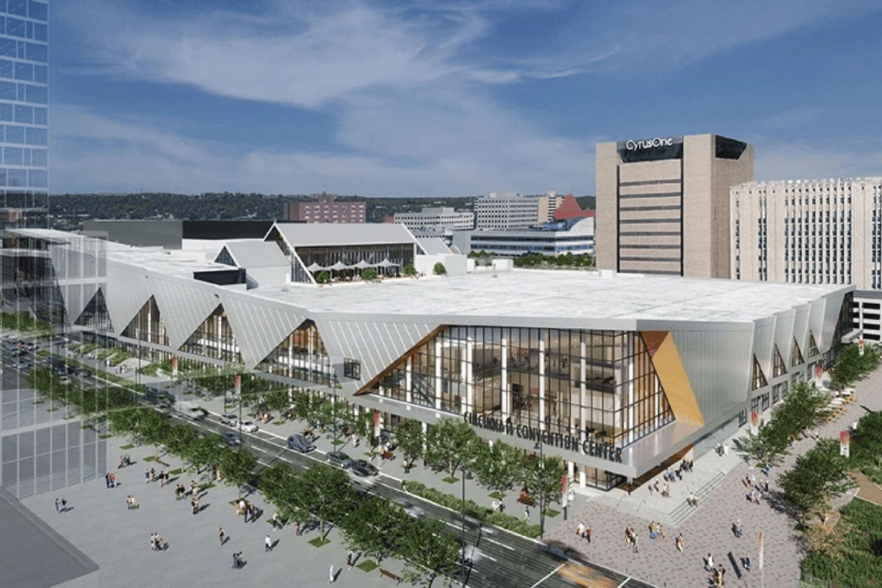 Rendering of the Duke Energy Convention Center in Cincinnati, host of GrindingHub Americas 2027.