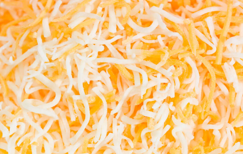 Close-up view of mixed shredded cheese blend affected by the 2025 recall.