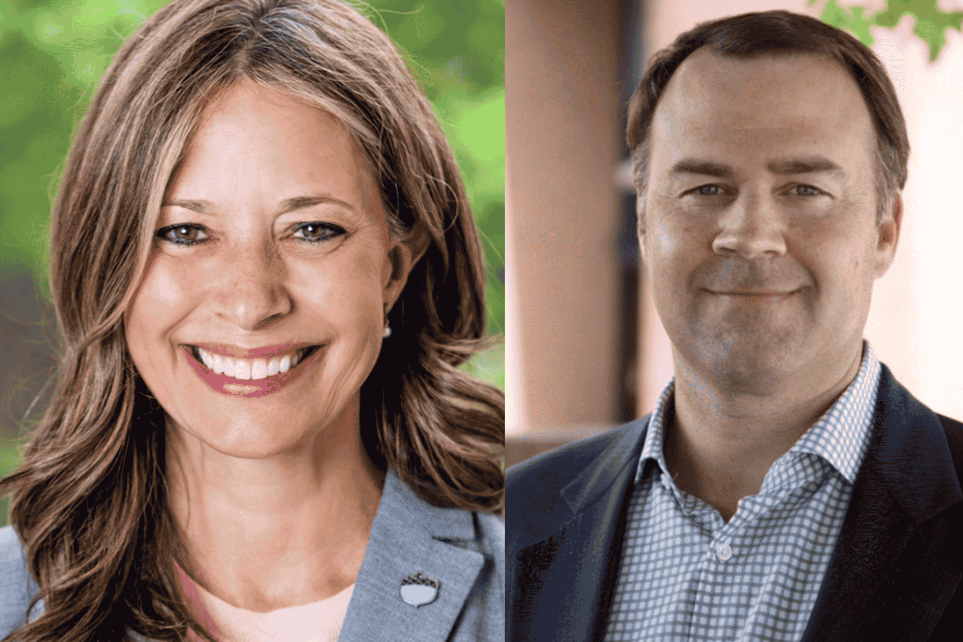 Dr. Amy Acton (left) and David Pepper (right) featured in coverage of the 2026 Ohio Governor's race.