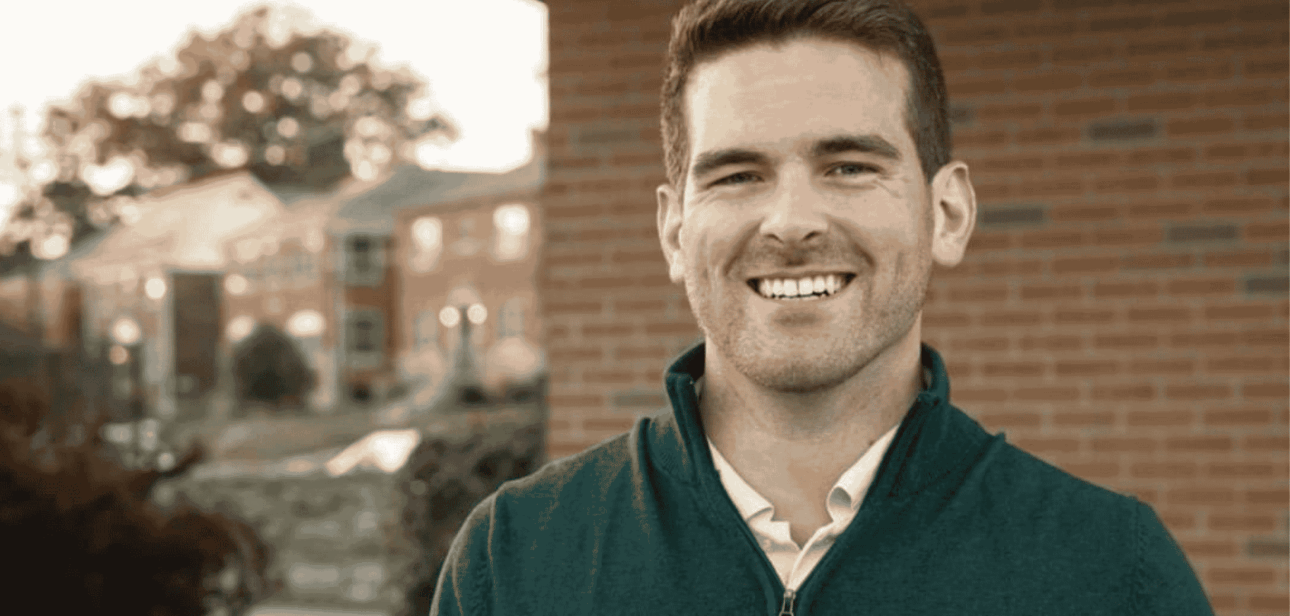 Cincinnati Council member Seth Walsh smiles outdoors in a neighborhood setting during his Seth Walsh run for Ohio State Treasurer.