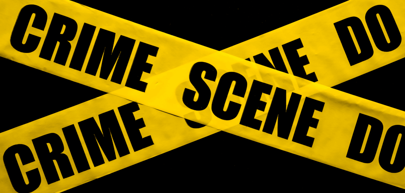 Yellow "Crime Scene Do Not Cross" tape against a dark background, illustrating the violent crime reduction operation in Cincinnati.