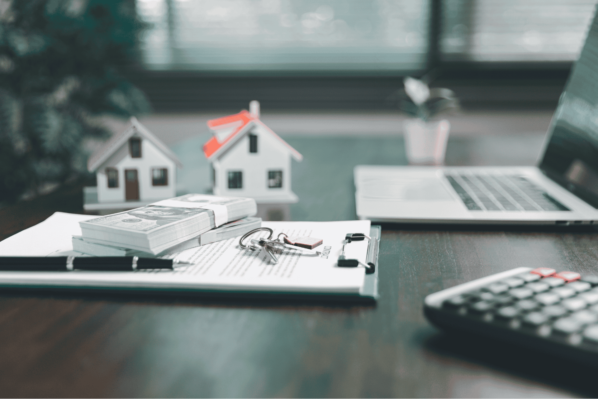 Model house, calculator, and documents representing Ohio property taxes