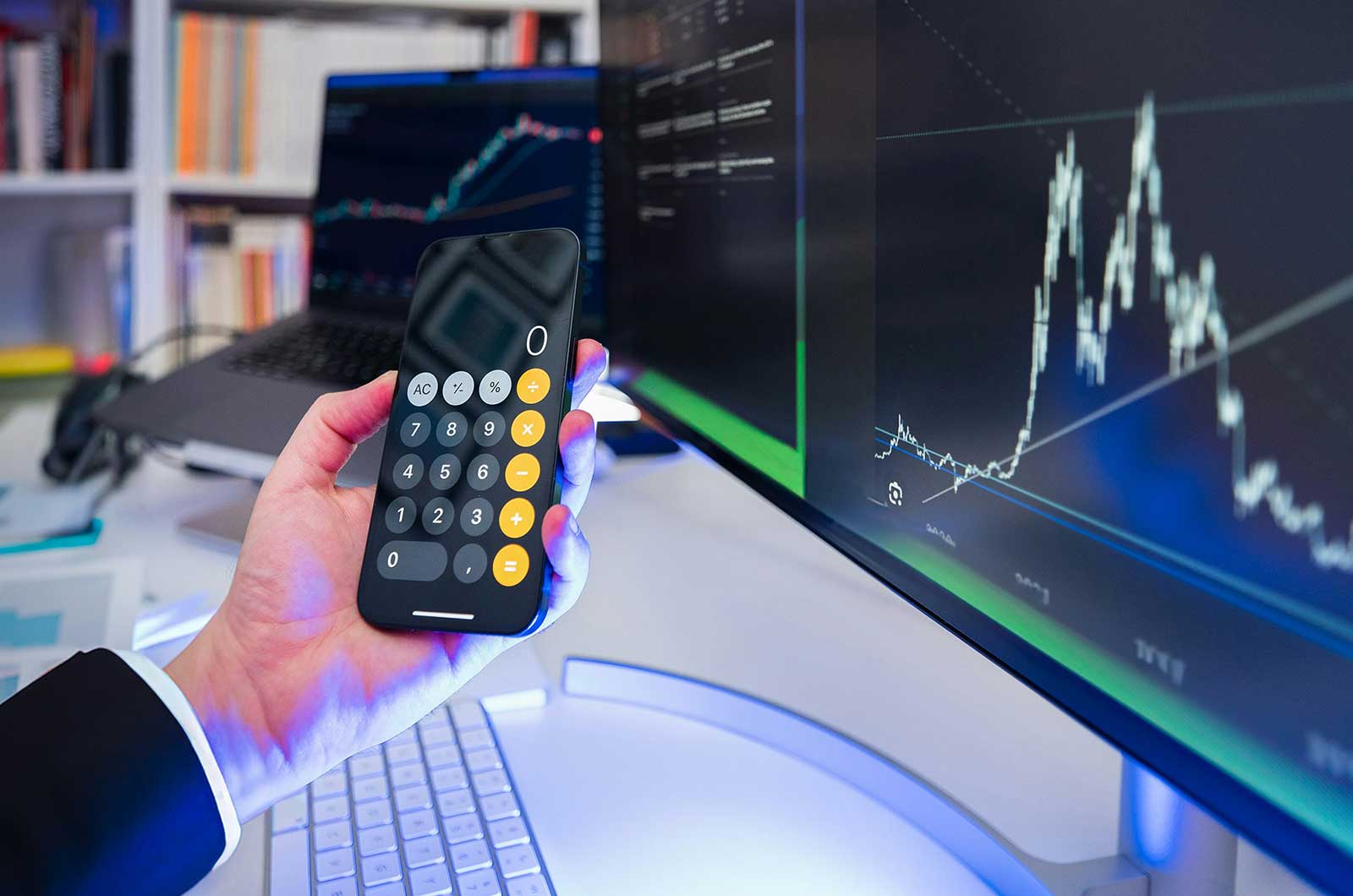 Financial chart on computer screen representing unrealized capital gains tax debate and investment valuation changes