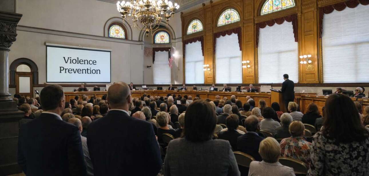 Residents attend a Cincinnati City Council meeting focused on public safety accountability and violence prevention