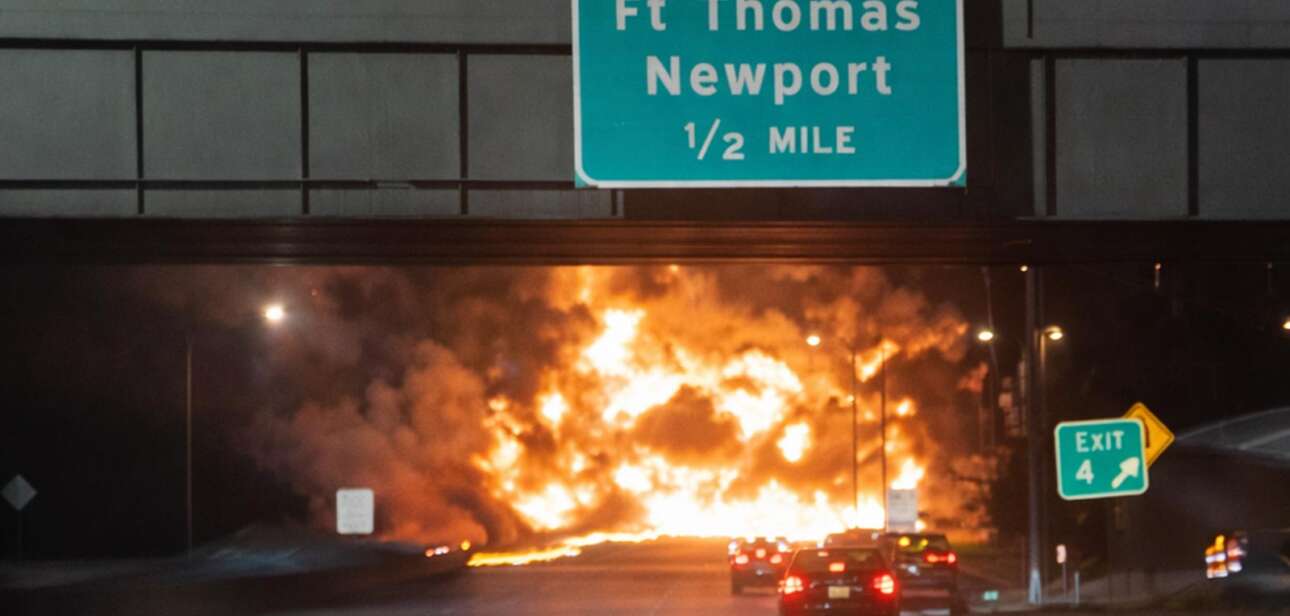 I-471 Tanker Explosion Fire in Newport Kentucky