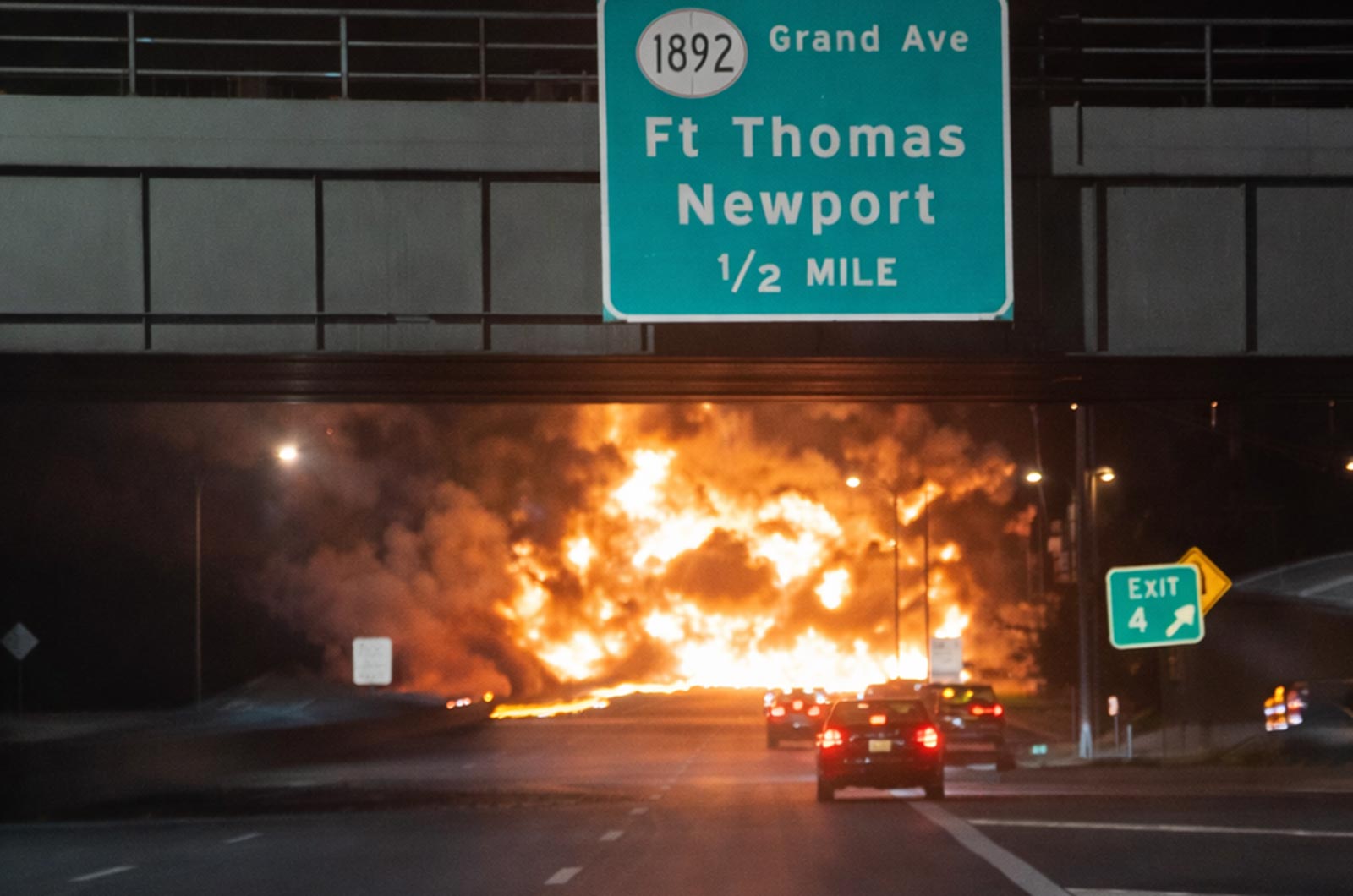 I-471 Tanker Explosion Fire in Newport Kentucky