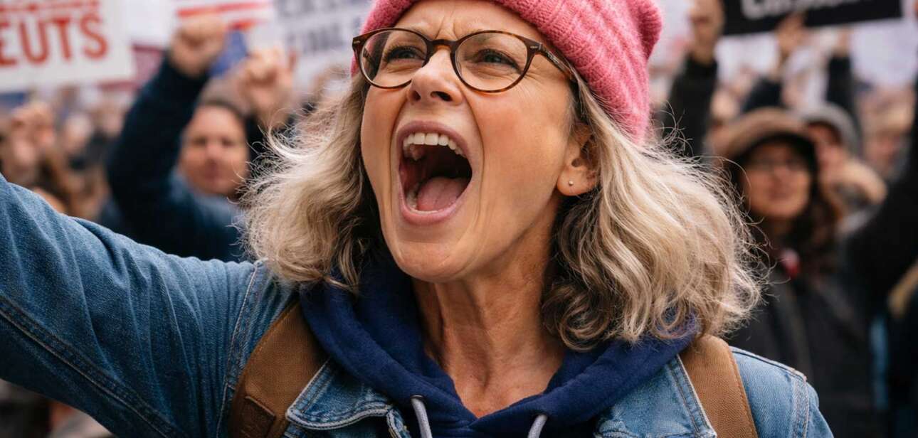 Why democrats are angry 2026 protest woman shouting political rally
