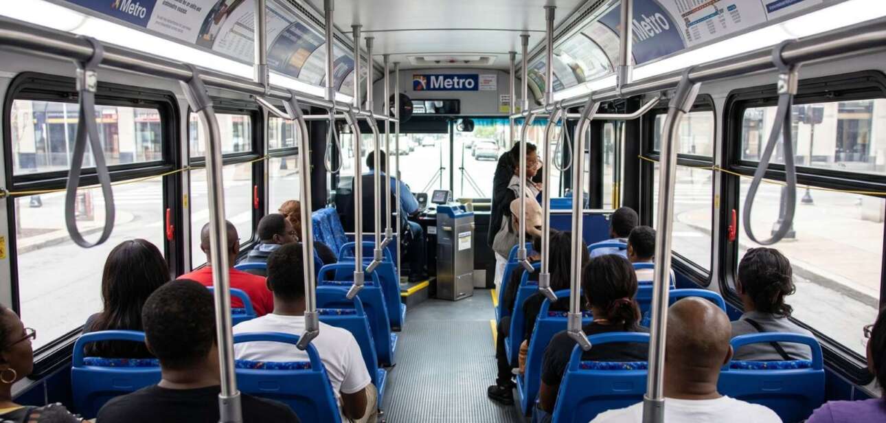 A photo that illustrates the passengers riding a Cincinnati Metro bus during the 2026 primary election day.