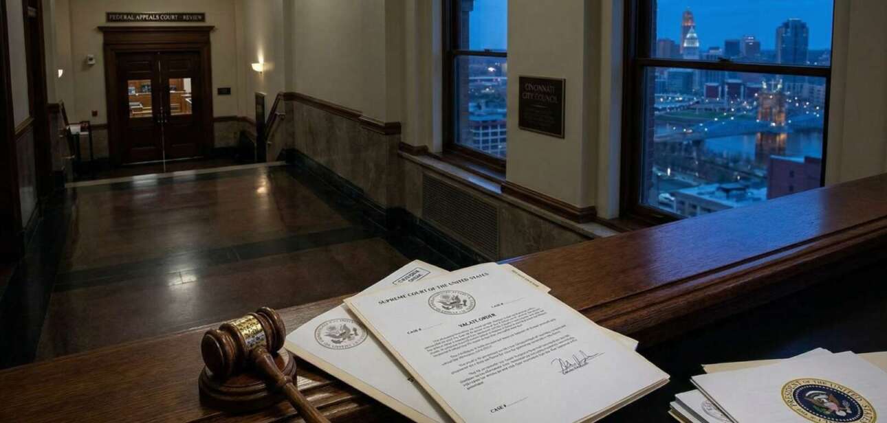 Wooden judge's gavel and legal documents resting on a courtroom bench, representing the Supreme Court proceedings in the Sittenfeld case.