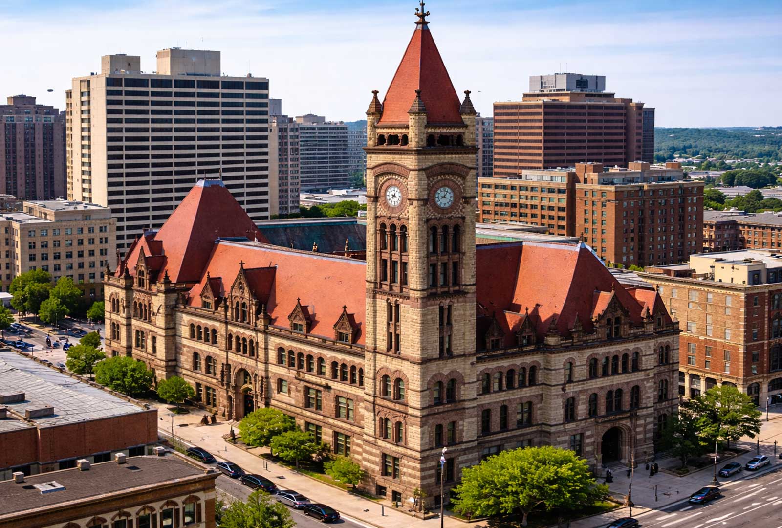 Cincinnati skyline with City Hall representing the city’s power structure and government leadership