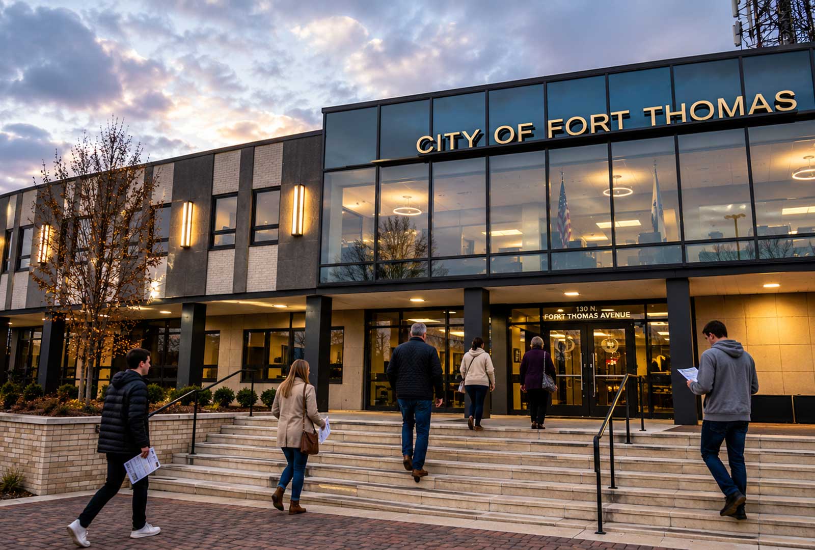 Residents walk into Fort Thomas City Building ahead of the 2026 Fort Thomas City Council primary election in Northern Kentucky.