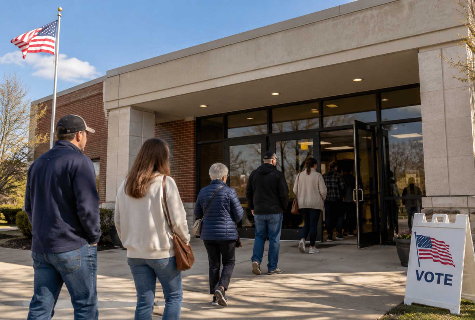 Voters walk into a polling location during the 2026 Kentucky primary election as local and federal races draw attention across the Commonwealth.