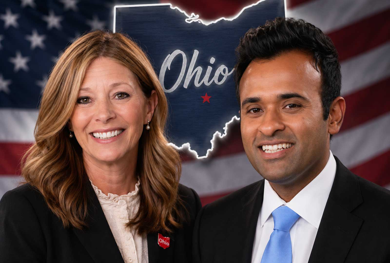 Vivek Ramaswamy celebrating his landslide victory in the 2026 Ohio Primary for governor in Cincinnati