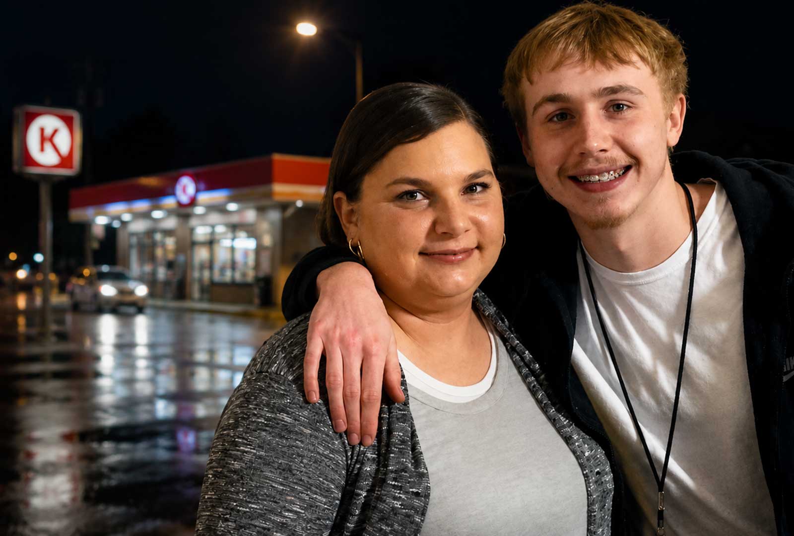 Trey Isles and his girlfriend stand together outside a Circle K in Newport, Kentucky, in a nighttime photo used for coverage of the May 2026 shooting.