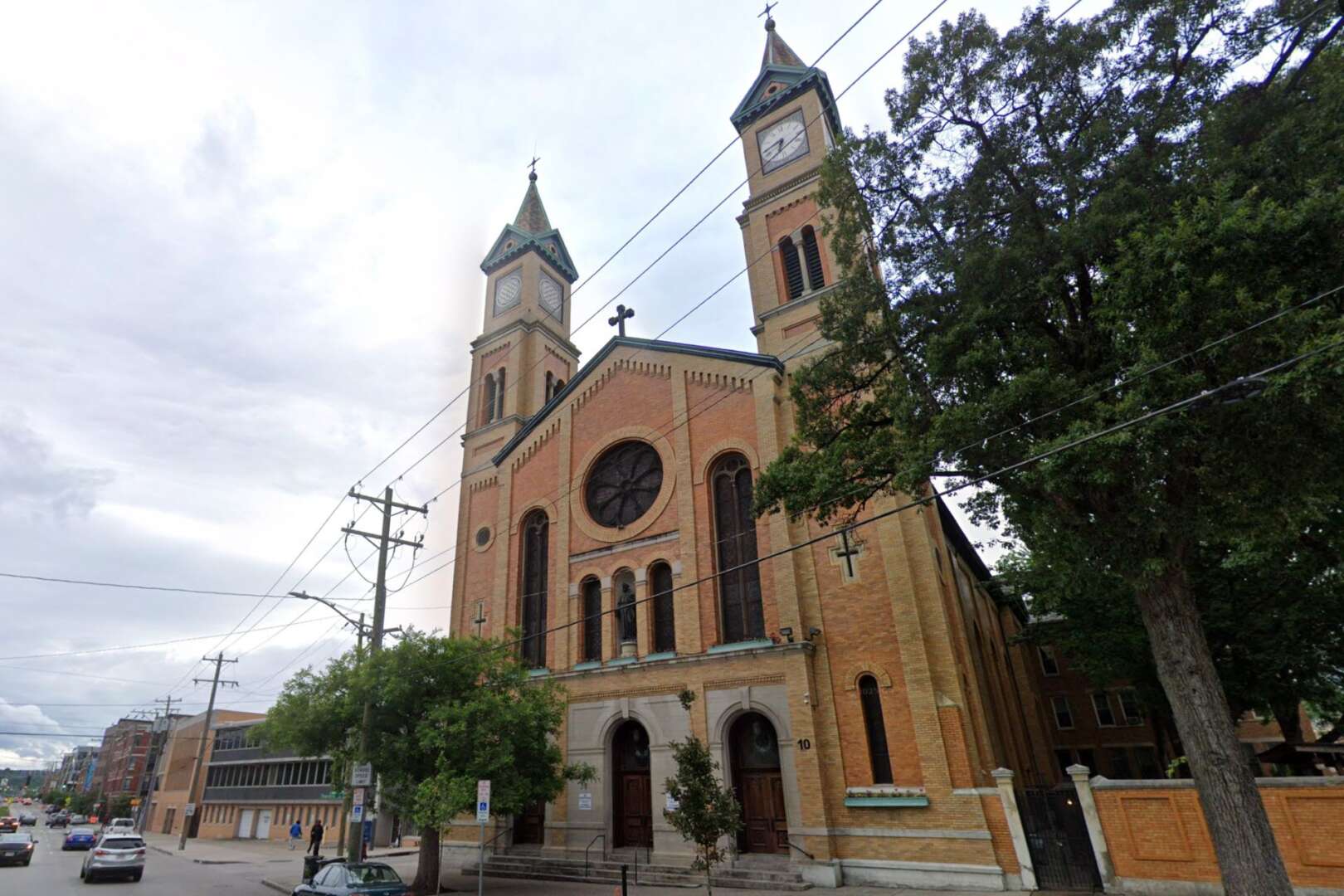Exterior view of a historic church building in Cincinnati's Over-the-Rhine neighborhood.