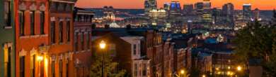 OTR Crime Numbers and the Cincinnati Skyline at Dusk