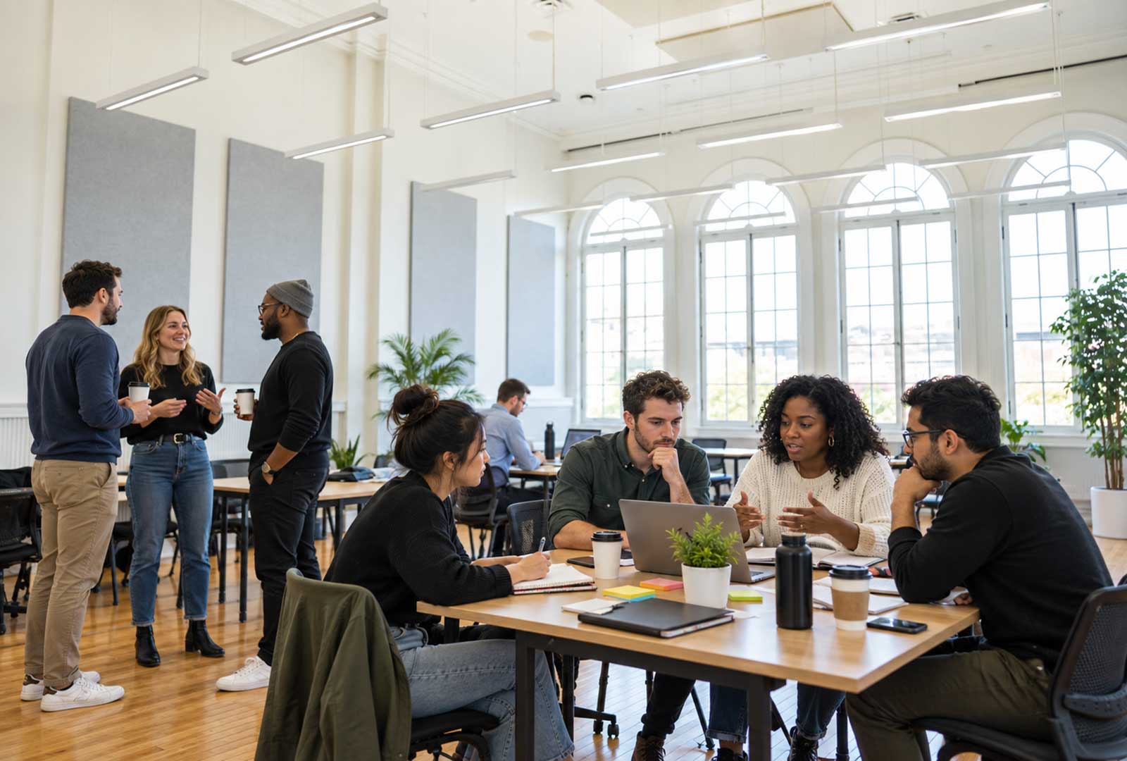 Startup founders collaborate inside Union Hall for the Cintrifuse Emerging Founder Residency in Cincinnati.