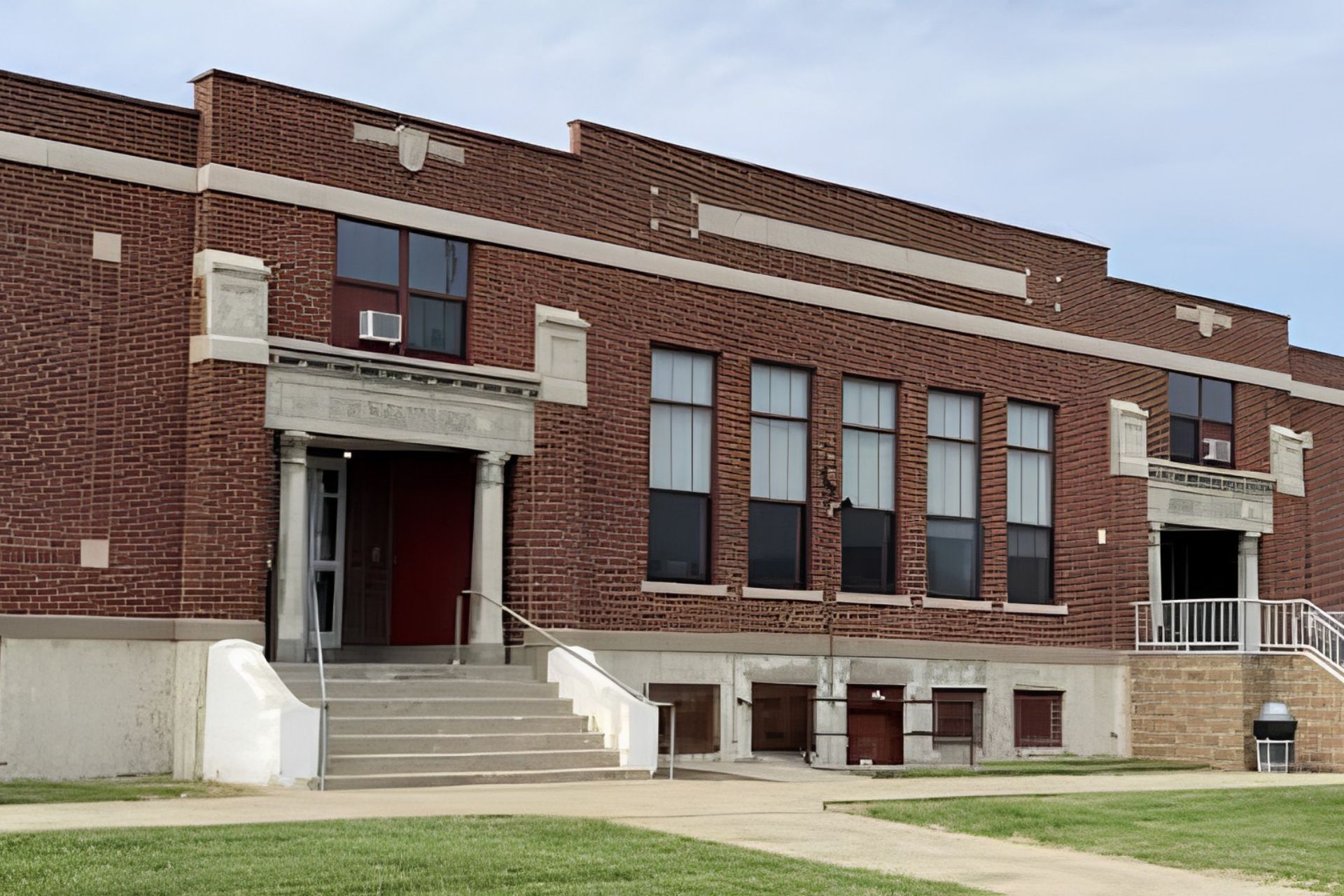 Exterior view of a brick school building in North College Hill.